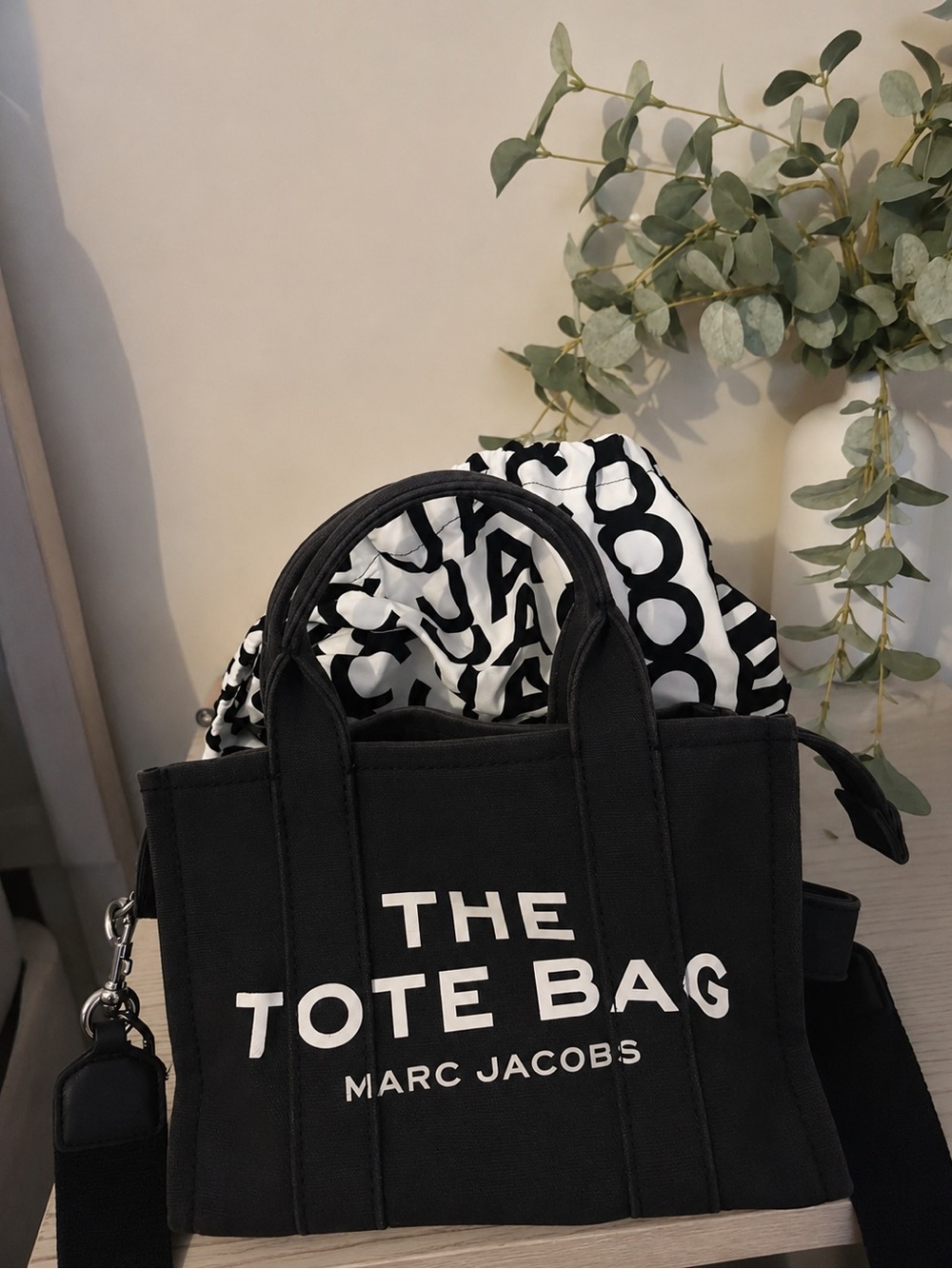 Marc Jacobs Black Canvas 'The Tote Bag' with dust bag
